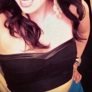 Leather Trim Crop Top